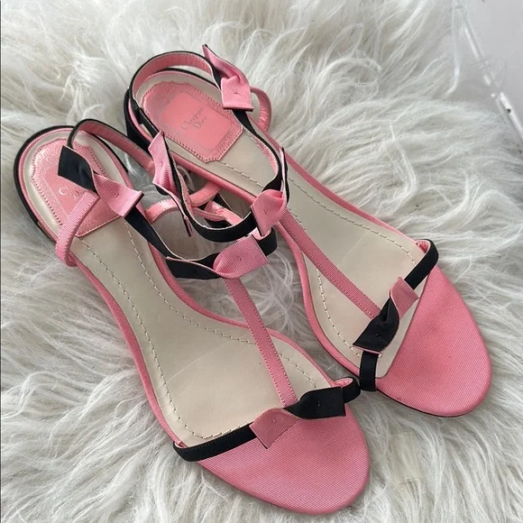 Dior Minimalist Pink and Black Sandals - Picture 1 of 12